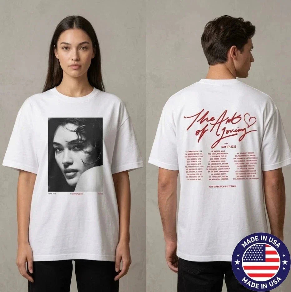 Olivia Dean Art Loving 2026 Tour Dates Portrait Two Sided Merch Tee (1)