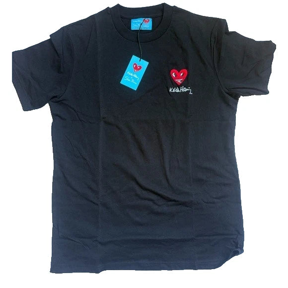 NEW Keith Haring x Shoe Palace Black Graphic T-Shirt 100% Cotton Men's Size Med