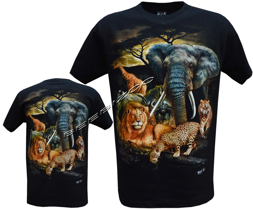 New Lion Tiger Elephant Giraffe Cute Jungle Animals T Shirt S - 3XL By Wild