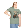 Unisex Softstyle T-Shirt Creep It Cozy Funny Skeleton Knitting Halloween Cobweb