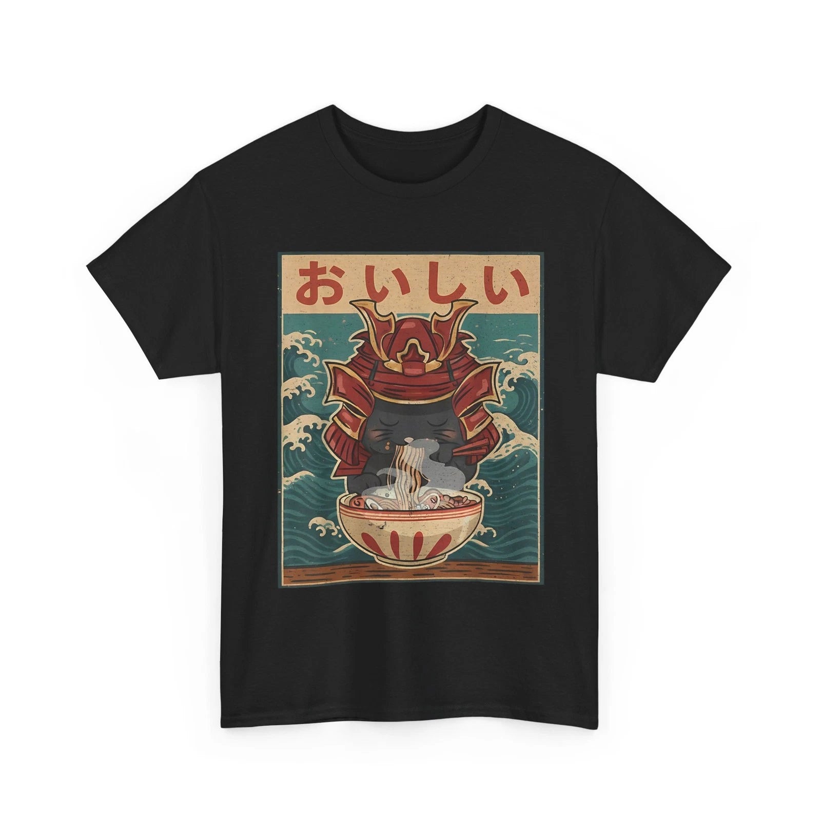Cat Eating Ramen for Men Women Teens Girls Kawaii Anime Shirt