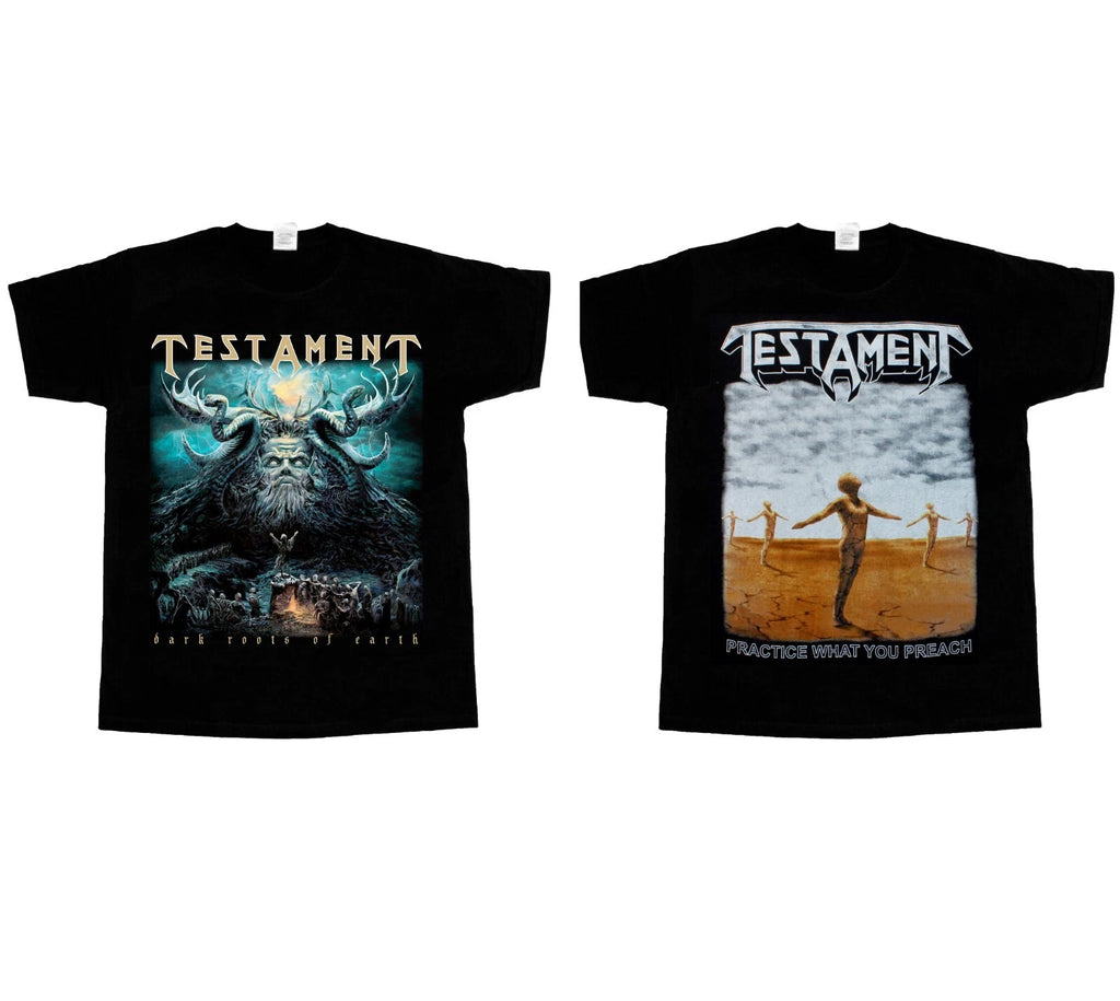 TESTAMENT PRACTICE WHAT YOU PREACH DARK ROOTS OF EARTH SHORT/LONG SLEEVE T-SHIRT