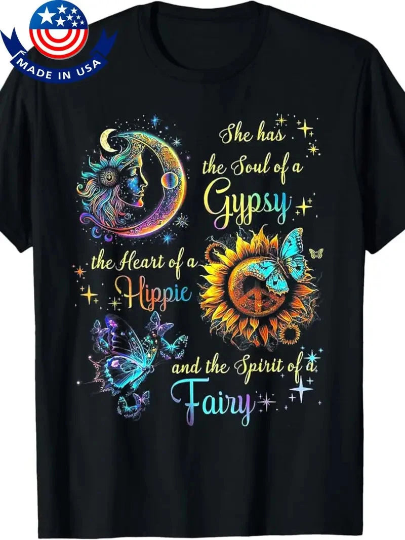 180g She Has She Soul Of A Gypsy The Heart Of A Hippie T-Shirt | 100% Made in US