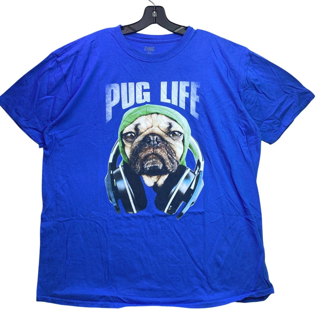 Doug the Pug Shirt Mens 2XL Spell Out AOP Graphic Everyday Streetwear Grunge