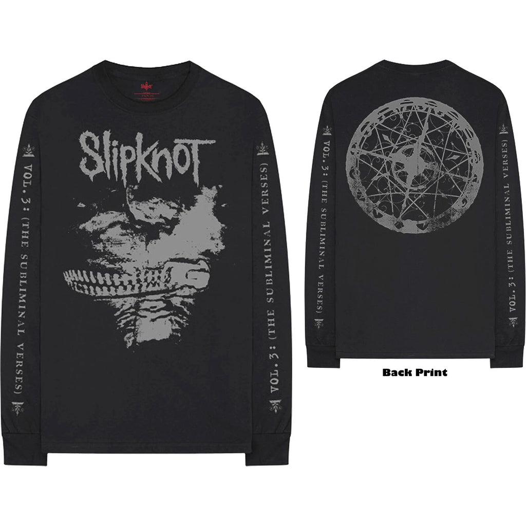 Slipknot Unisex Long Sleeve T-Shirt: Subliminal Verses (Back & Sleeve Print)