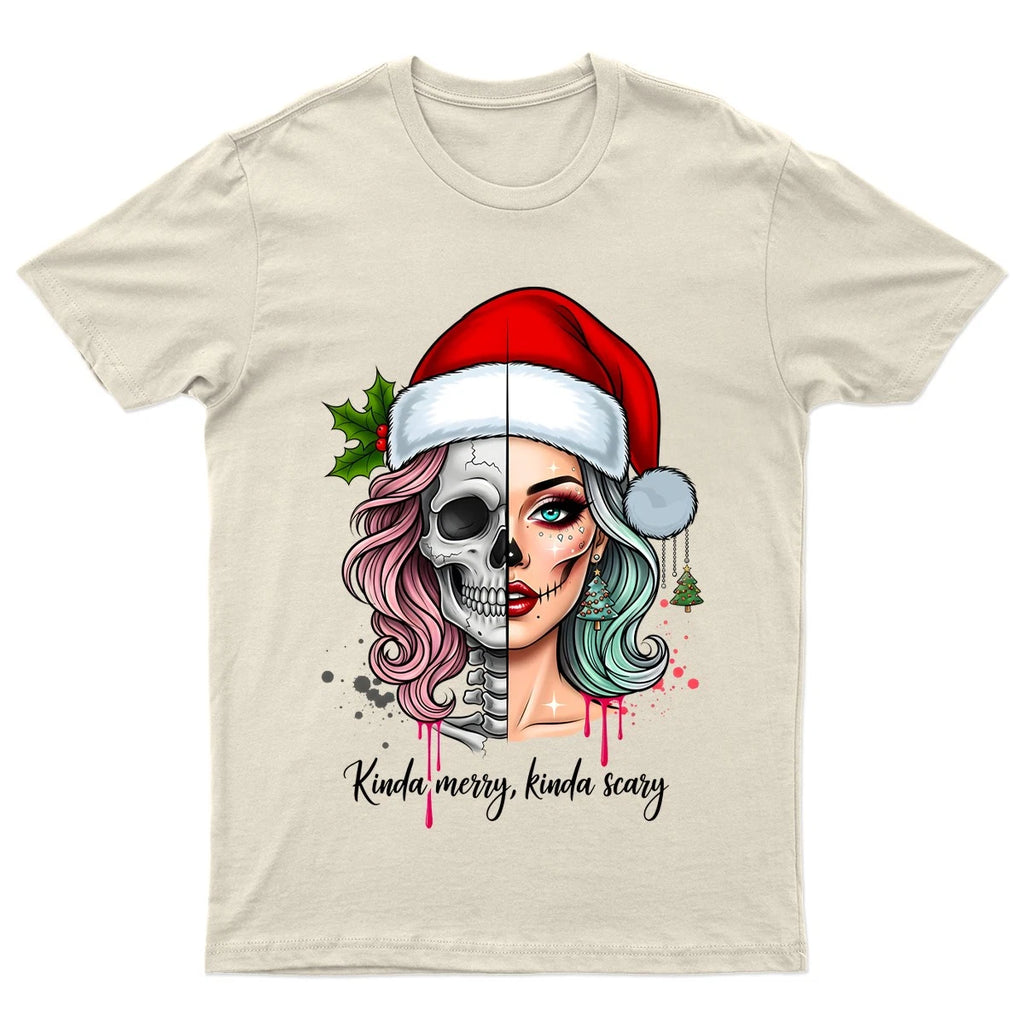 Kinda Merry Kinda Scary T-Shirt Unisex Gift Retro Funny Womens Vintage Mens