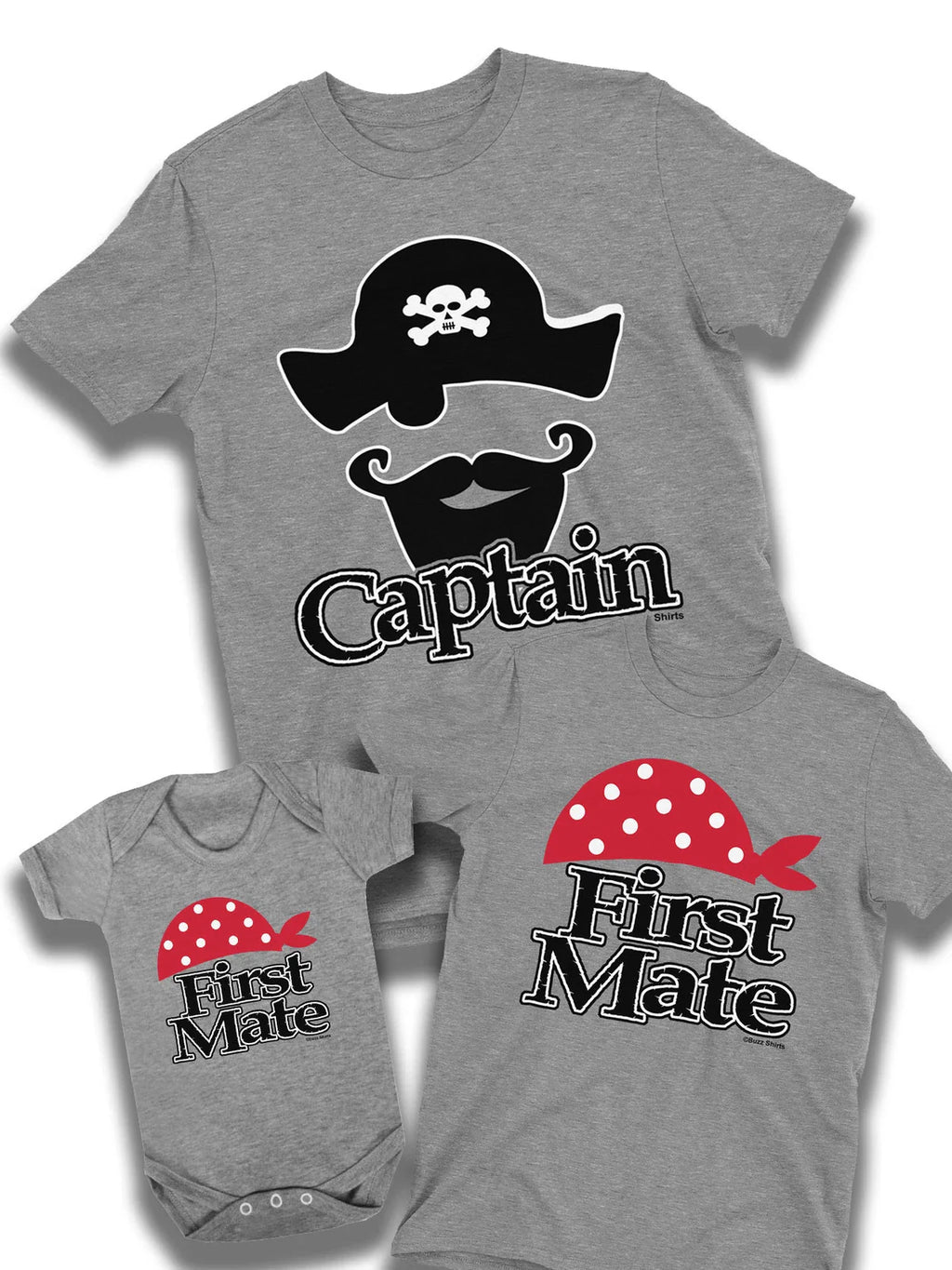 Captain First Mate Pirates Family Christmas TShirt Mens Dad Boys Girls Baby Kids