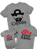 Captain First Mate Pirates Family Christmas TShirt Mens Dad Boys Girls Baby Kids