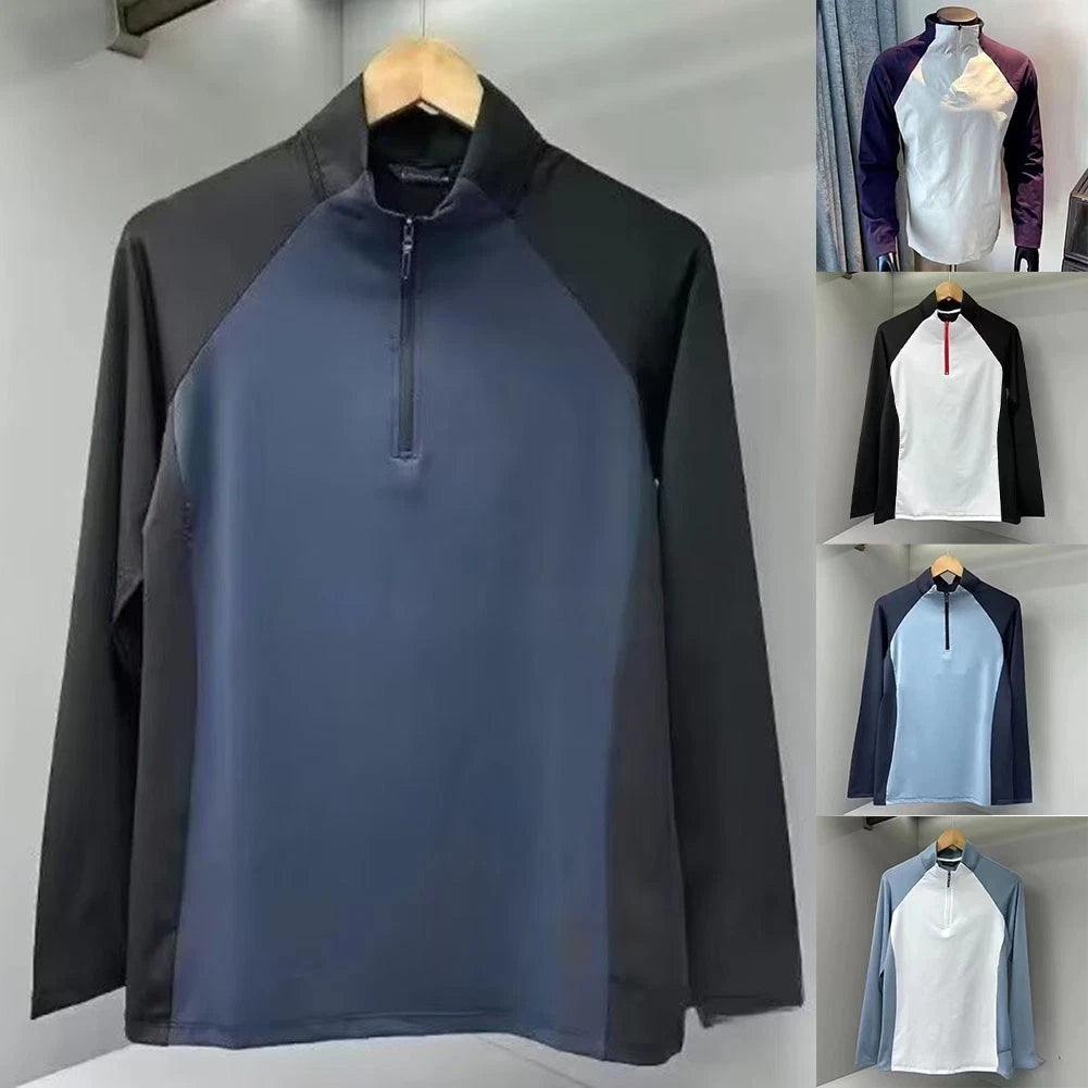 Long Sleeve Polyester Spandex T Shirt for Men Ideal for Casual Daily Wear