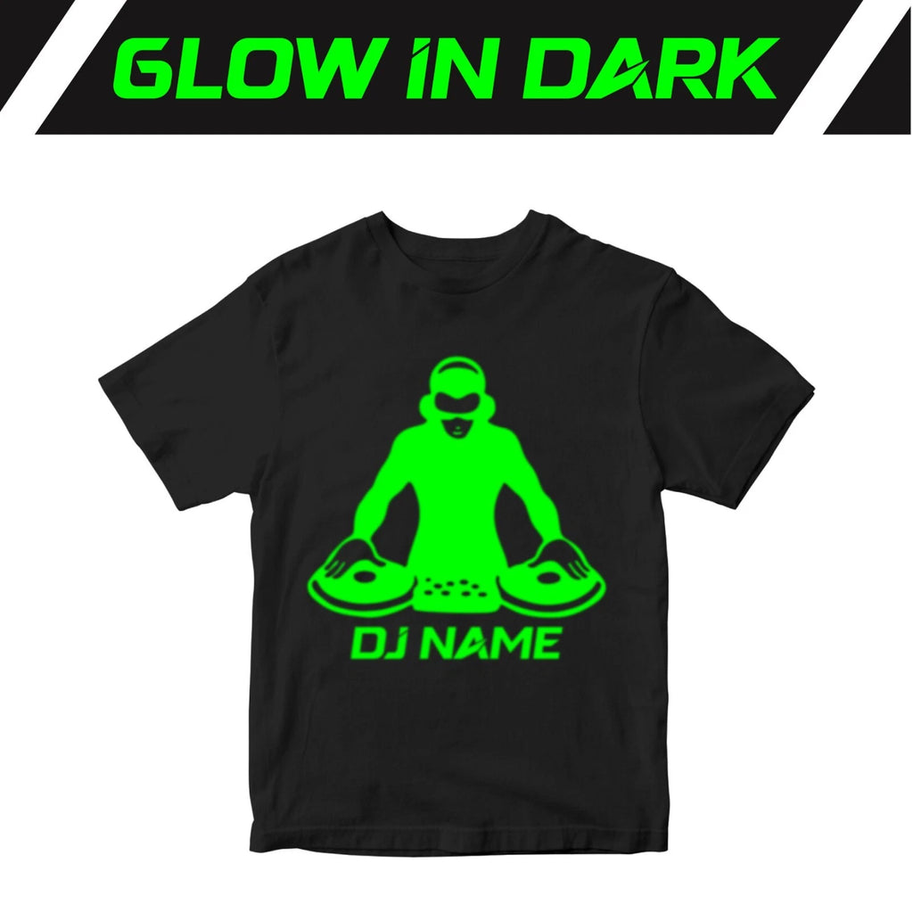 Personalised DJ Name T-shirt Glow in The Dark Halloween Party Friends Gifts