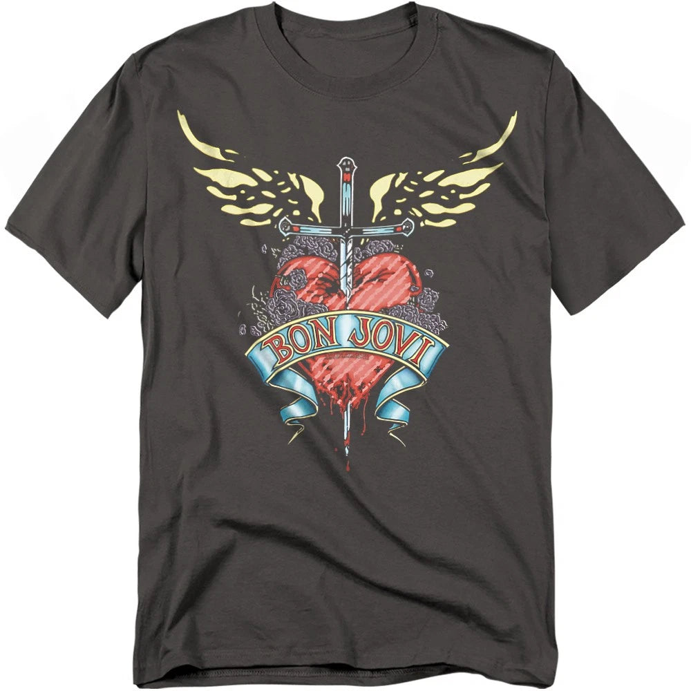 Bon Jovi Daggered T-Shirt S-4XL, Charcoal