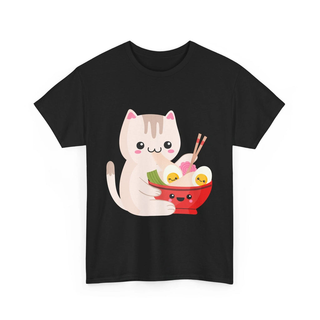 Kawaii Cat Eating Ramen Shirt, Japanese Food Lovers Kawaii Kitten Lovers Shirt