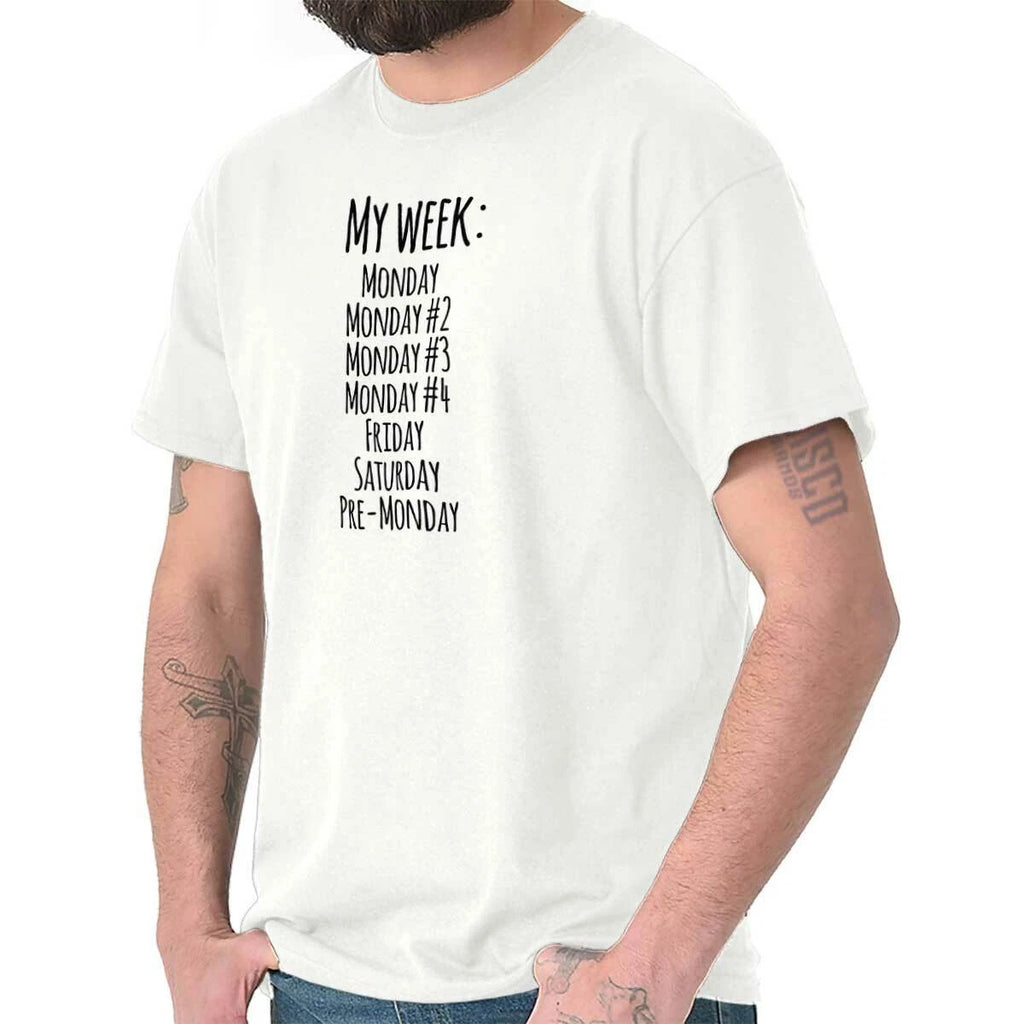 Funny Monday Sucks Friday Work Week Weekend Womens or Mens Crewneck T Shirt Tee