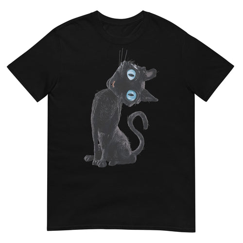 Black Cat Lazy Cute Meme Button Eyes Kitty Lovers T-Shirt