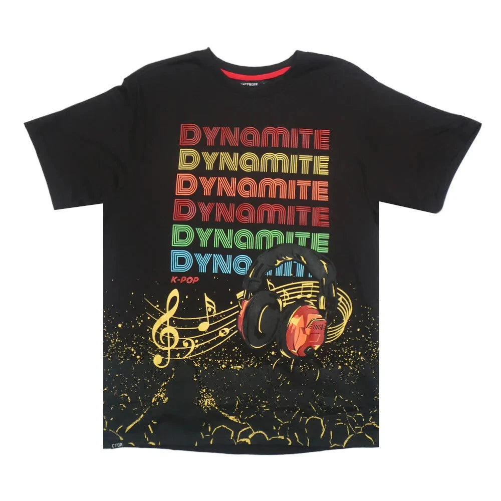 Contender "Dynamite" K-Pop Art Graphic Men's Black T-Shirt