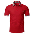 Mens Shirt Plaid Casual Short Sleeve Slim Work Golf Sport Tee Top Solid S-3XL
