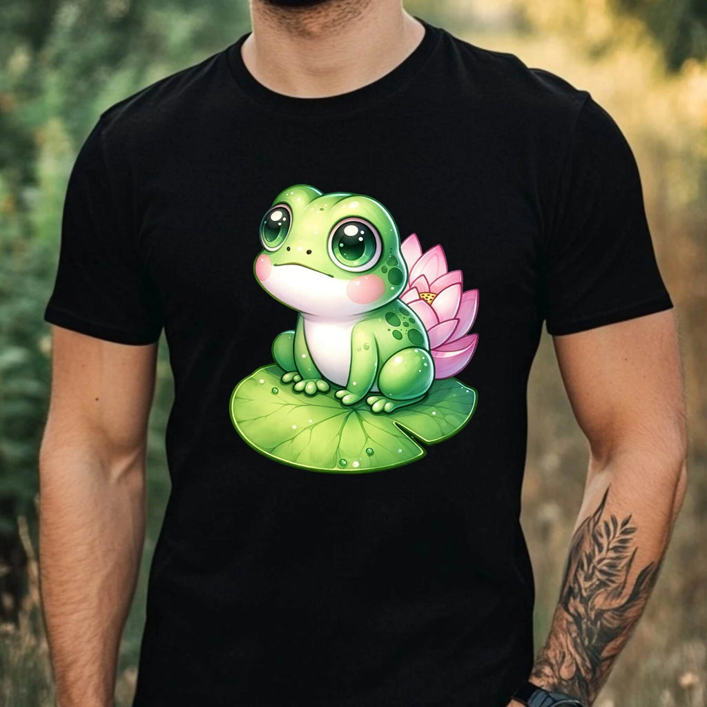 Mens Cute Funny Frog Motif Cotton T-Shirt Size XS to 5XL