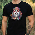 Mens Hippie Dog Print Cotton T-Shirt Size XS to 5XL