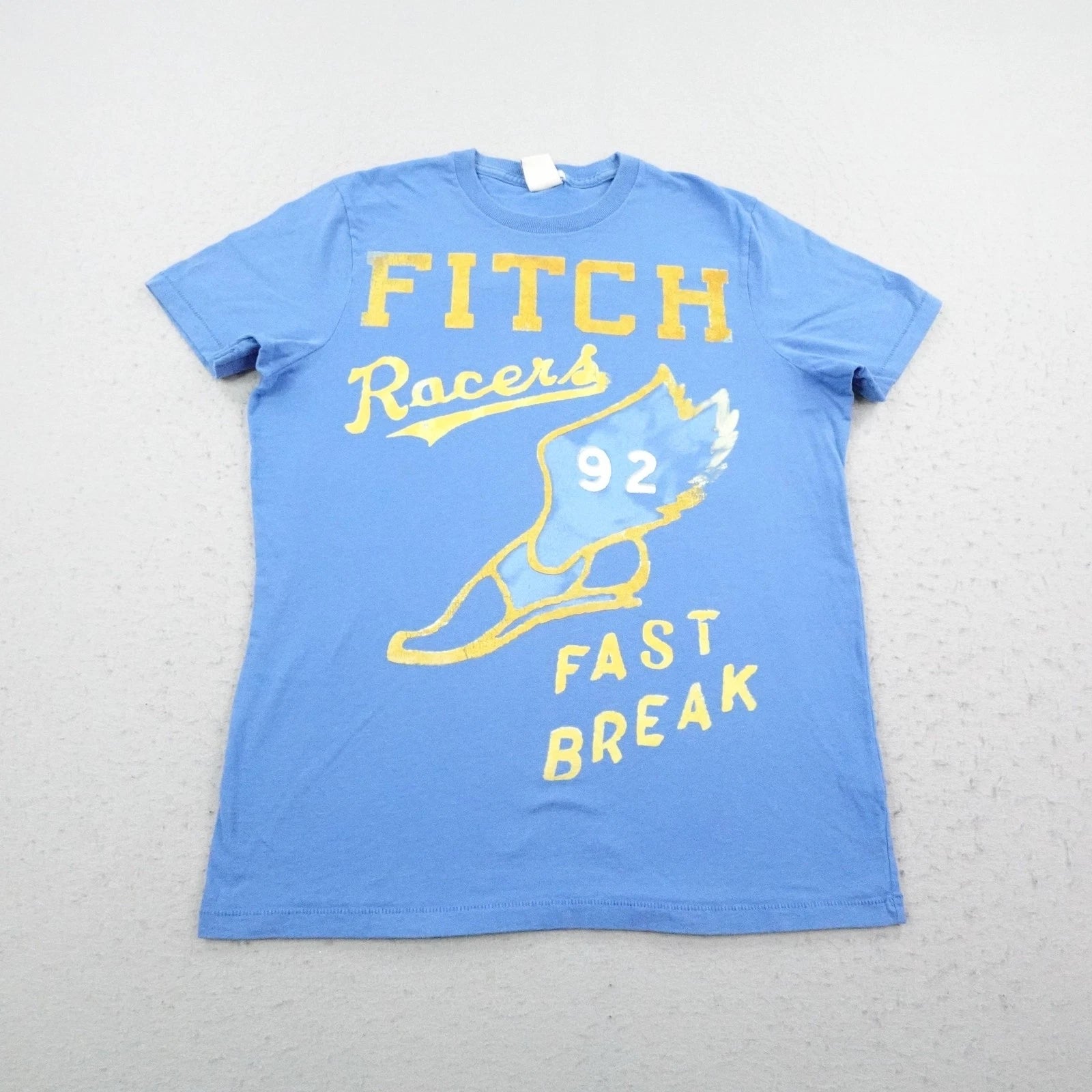 Abercrombie & Fitch Shirt Mens Large Blue Racers 92 Fast Break Muscle Y2K Tee