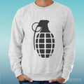 Felpa Man Light Sweater Light Grey " Bomba A Mano " Road To Happiness