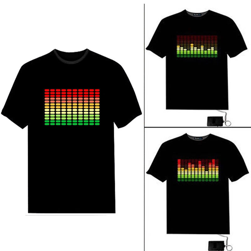 Creative LED Flashing Sound Activated Audio Control T-Shirt Night Club Wear