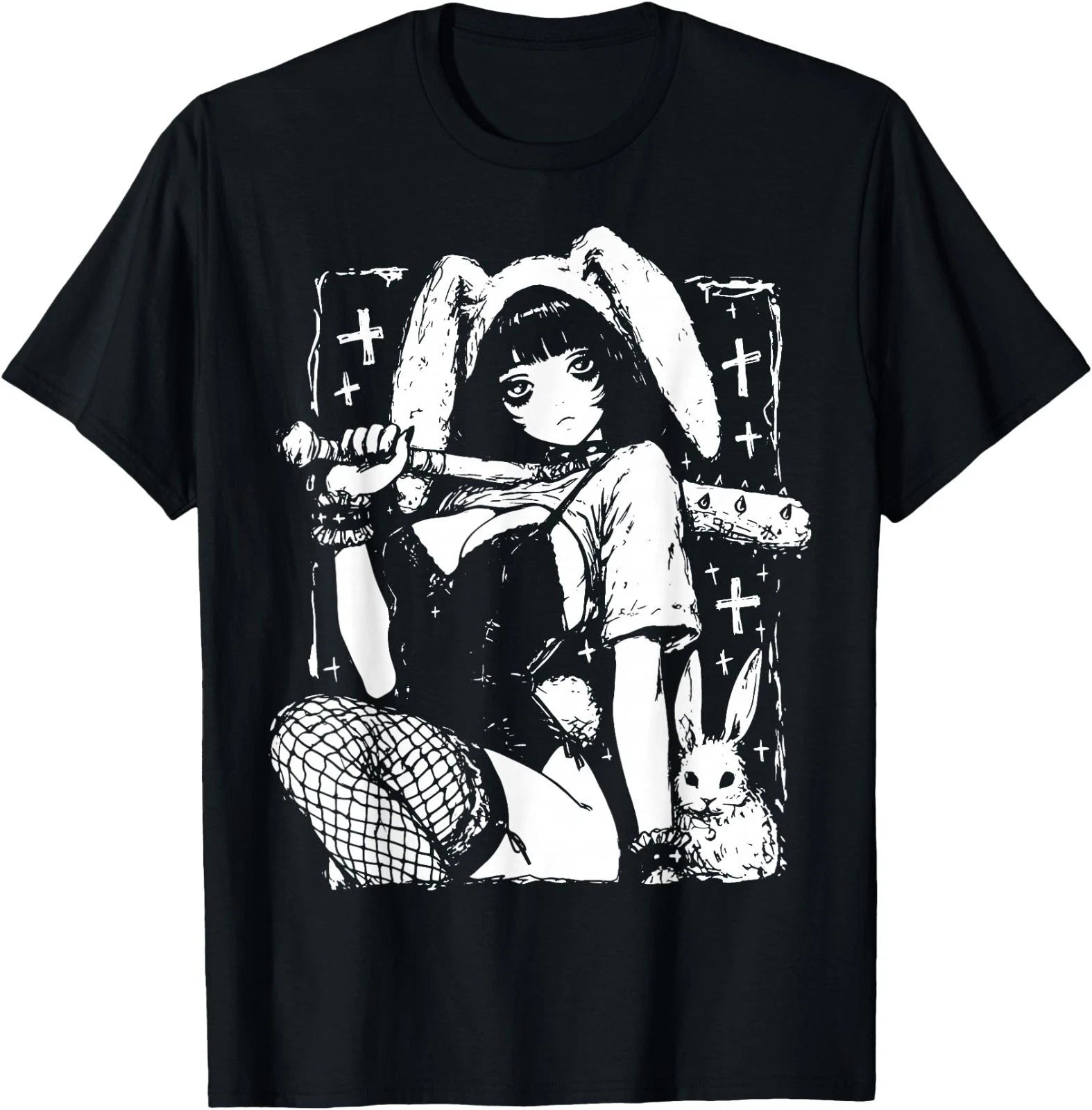 Creepy Horror Bunny Anime Manga Alt Kawaii Harajuku T-Shirt