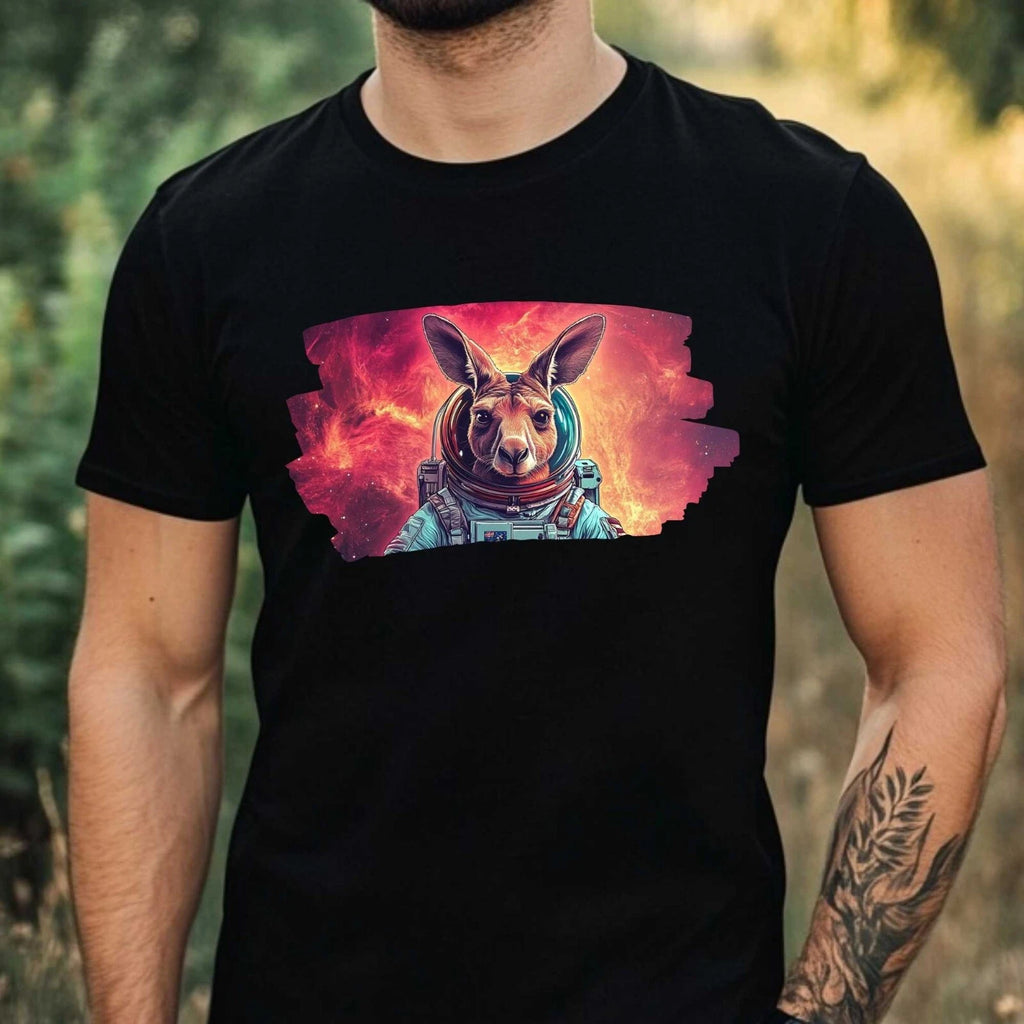 Mens Kangaroo Astronaut Print Cotton T-Shirt Size XS to 5XL