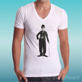 T-shirt Man V Neck " Charlie Chaplin Chalot Cane " Gift Idea Road To Happiness