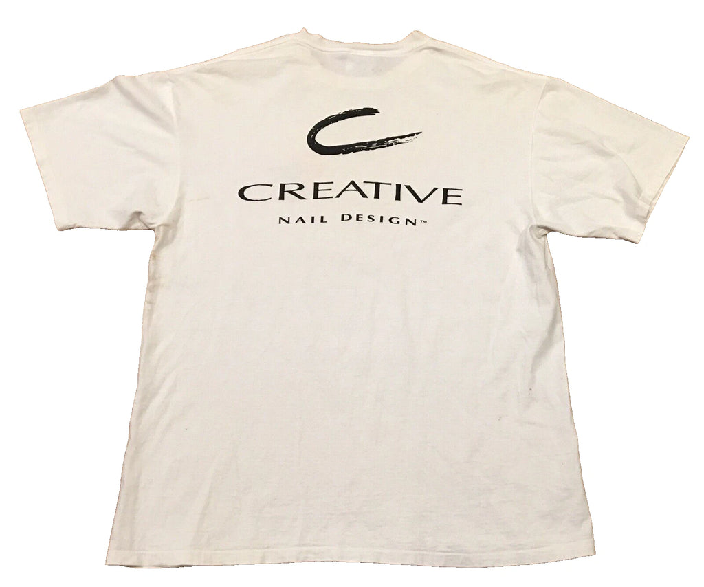 White TShirt XL Men Happy Birthday Radical Creative Nail Design W/Discolorations