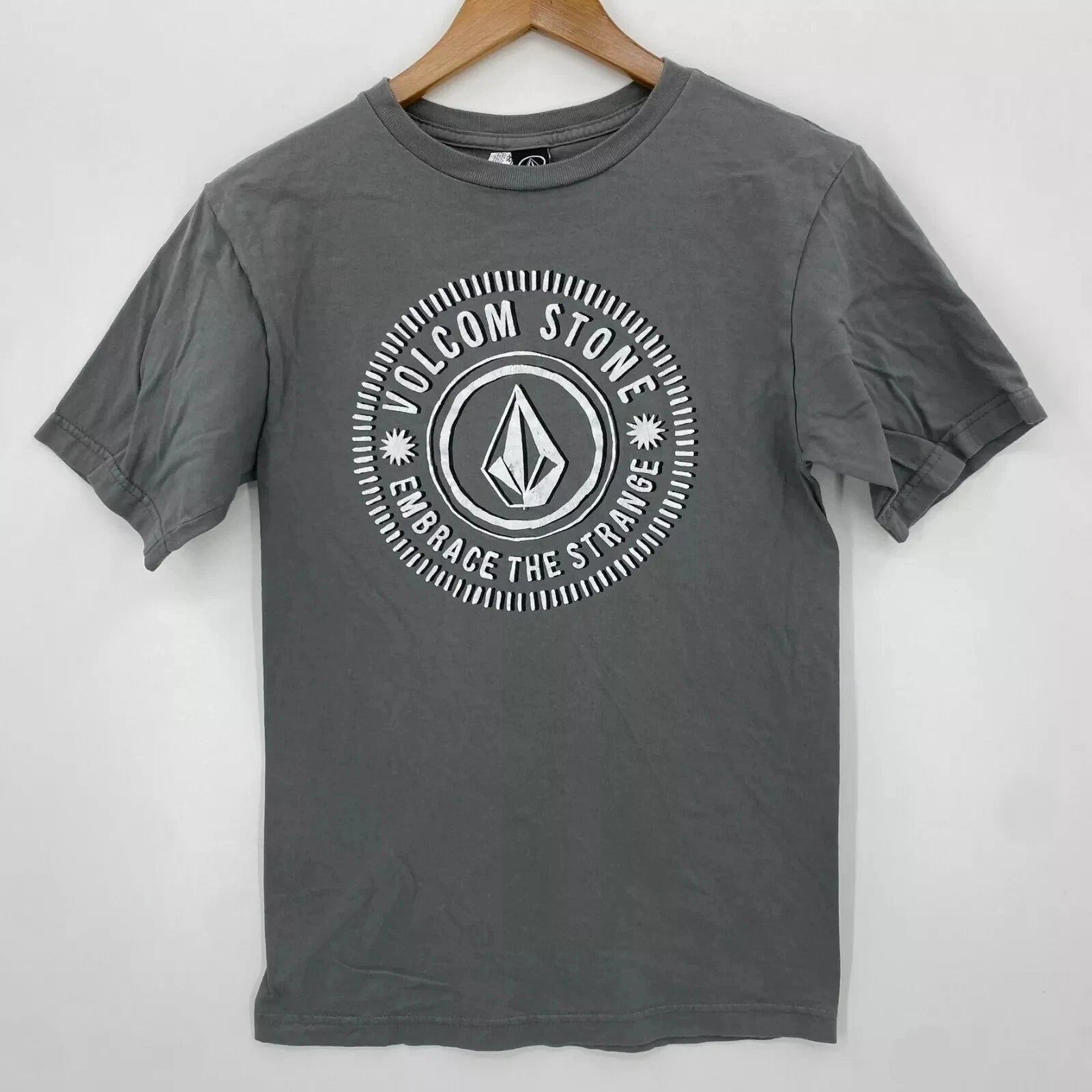Volcom T-Shirt Adult Size S Gray Stone Logo Vintage Y2K Short Sleeve Crew Neck