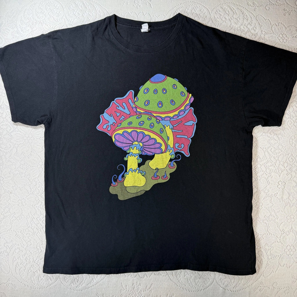 Brisco Brands Shirt Mens 2XL Black Psychedelic Mushroom Graphic Trippy Boho Tee