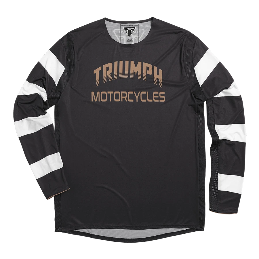 GENUINE Triumph Motorcycles Gotham Tee Long Sleeve Jersey - Black / White