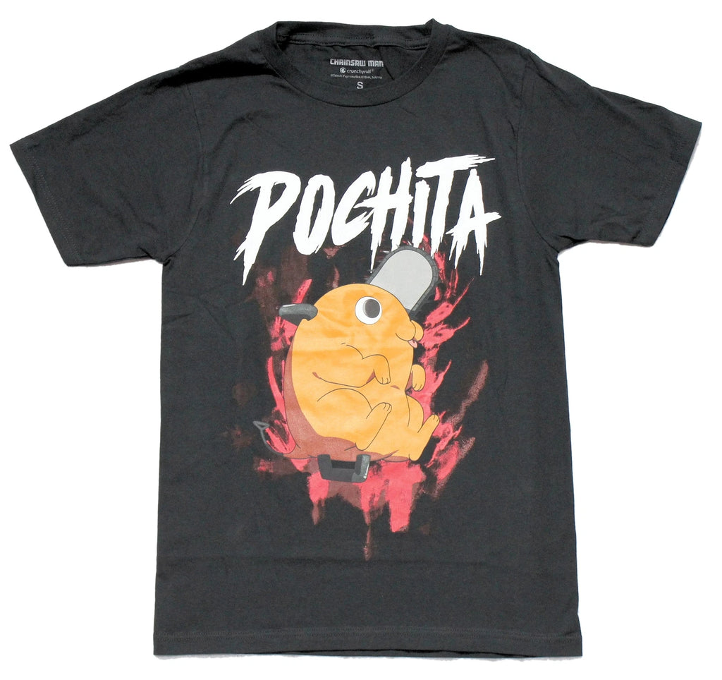Chainsaw Man  New Adult T-Shirt - Kawaii Pochita W/ Bloody Background