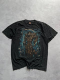 Vintage Ghotic Thunder Reaper Black T Shirt Skulls L Size Y2K