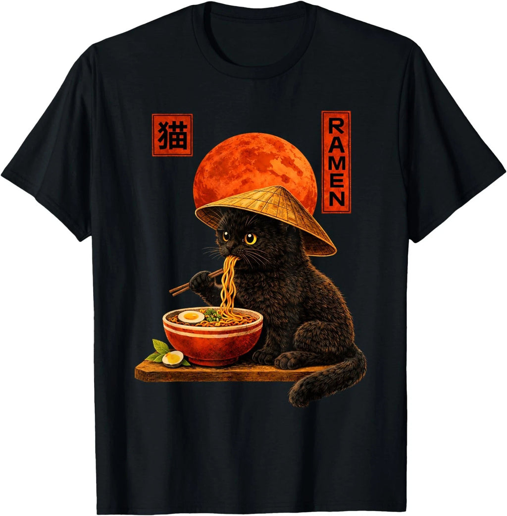 Cat Ramen Kitten Japanese Art Funny Anime Graphic Tee Kawaii T-Shirt