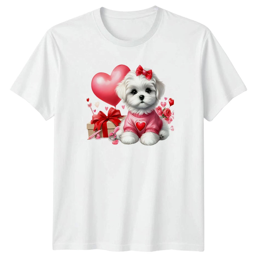 Puppy Valentines Day Dogs Mens T-Shirt Womens Tee Graphic Unisex Top