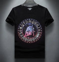 New Men Luxury Rhinestones Bull Fashion Black T-Shirt High Quality