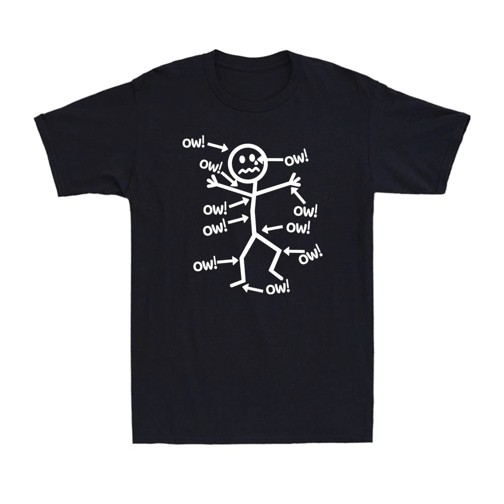 Ow Ow Ow Ow Ow Ow Ow Character Funny Matchstick Saying Gift Quote Men's T-Shirt