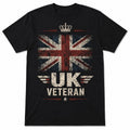 UK Veteran T-Shirt Proud To Serve British Military Union Jack Graphic Tee Black