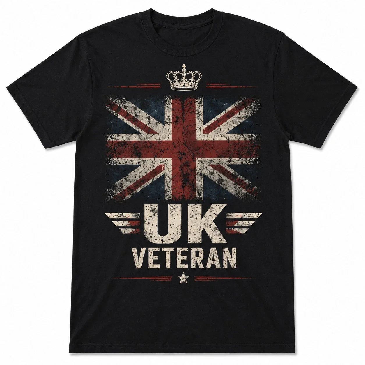 UK Veteran T-Shirt Proud To Serve British Military Union Jack Graphic Tee Black