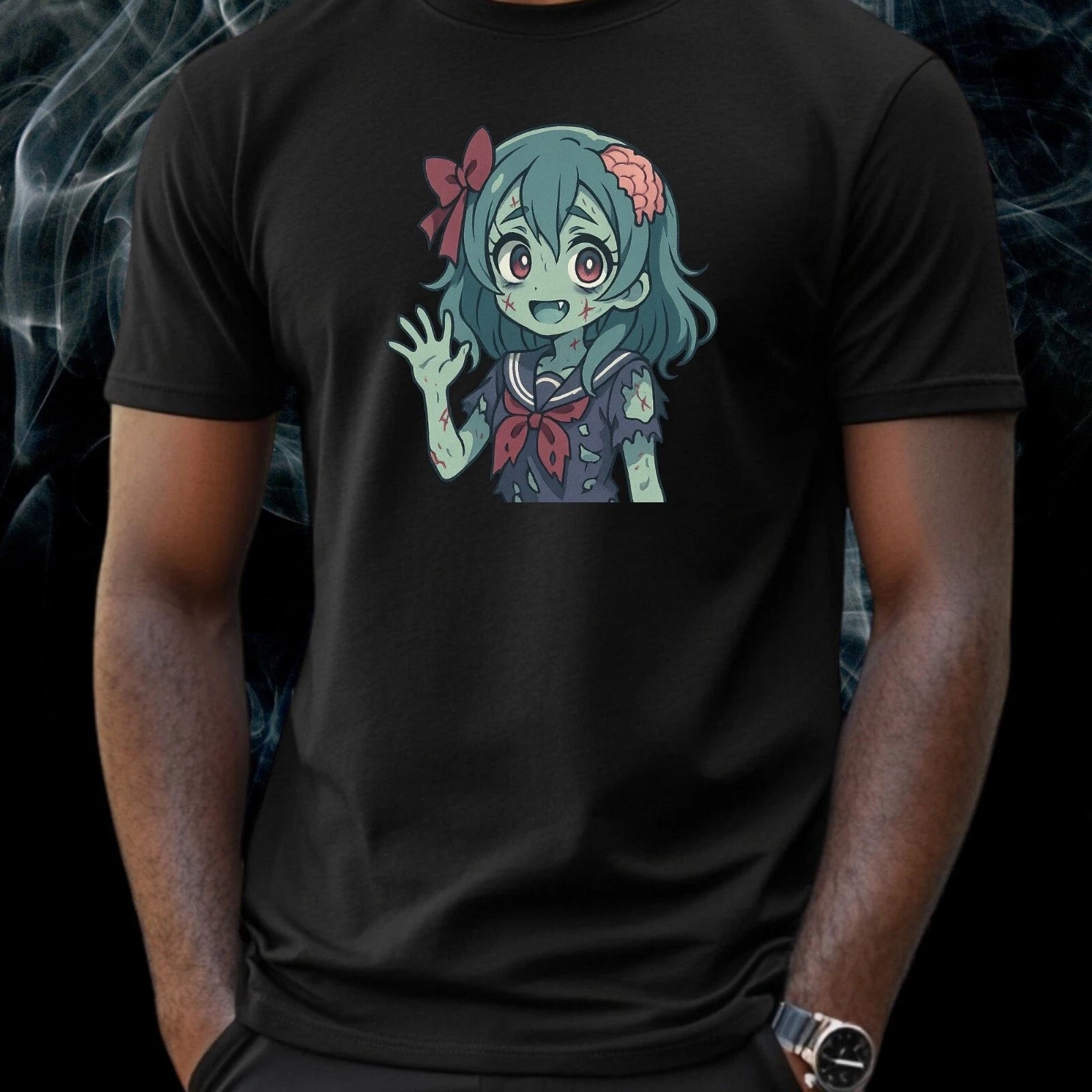 Mens Zombie Anime Girls Theme Cotton T-Shirt Size XS to 5XL