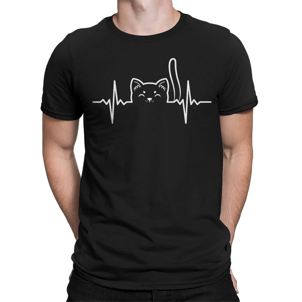Heartbeat Lifeline Cats Lovers Gift Tee Top Unisex Mens T shirts