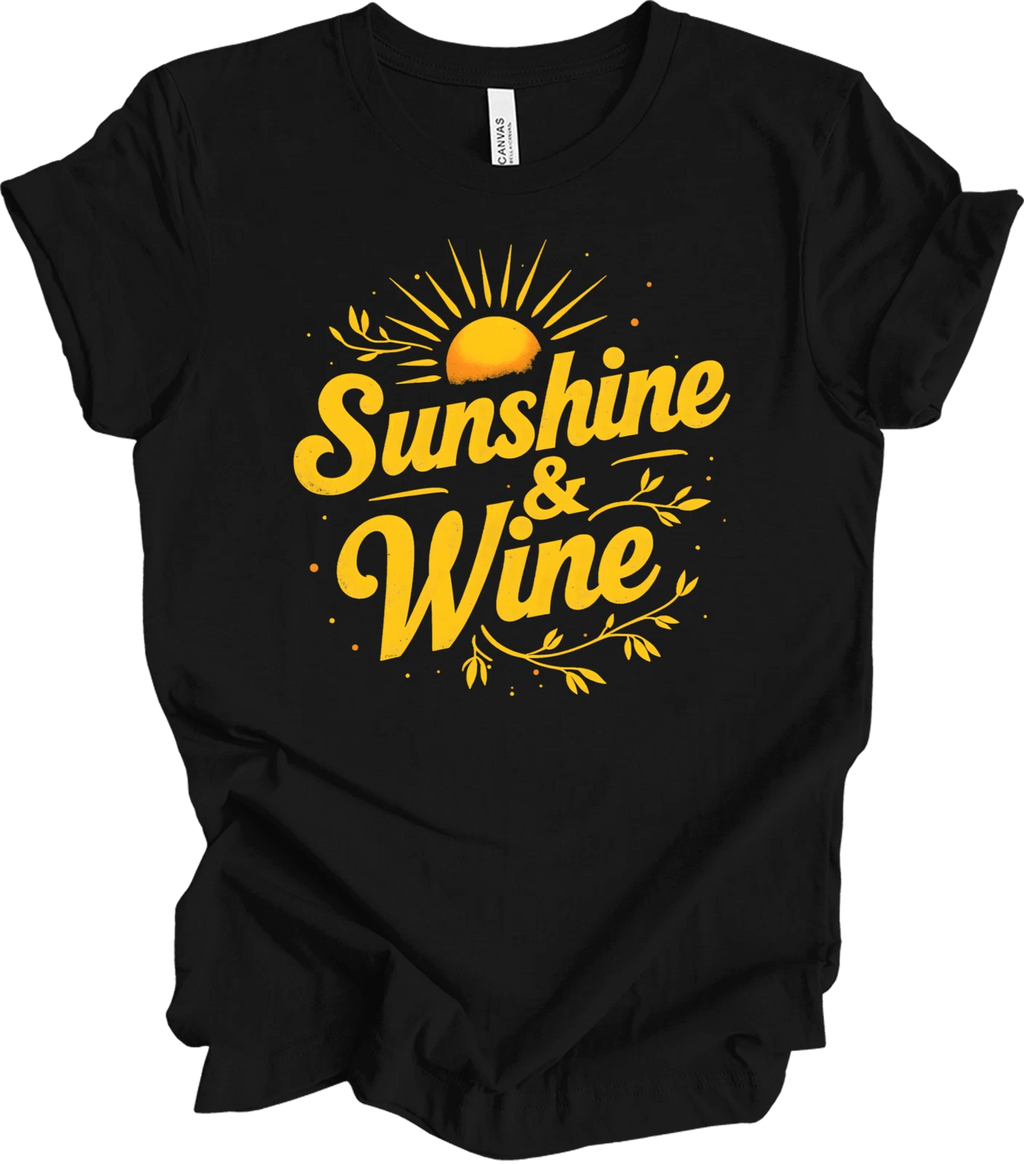 Sunshine and Wine Retro Design – Summer Vibes, Vintage Drinking Gift... T-shirt