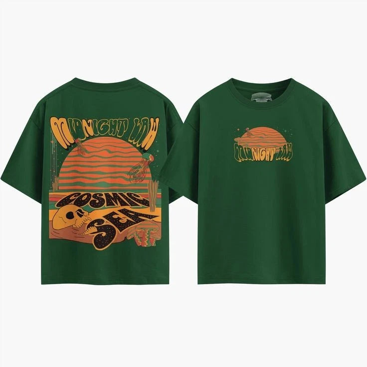 Midnight Law Cosmic Sun Skull Vintage Aesthetic Graphic T-shirt