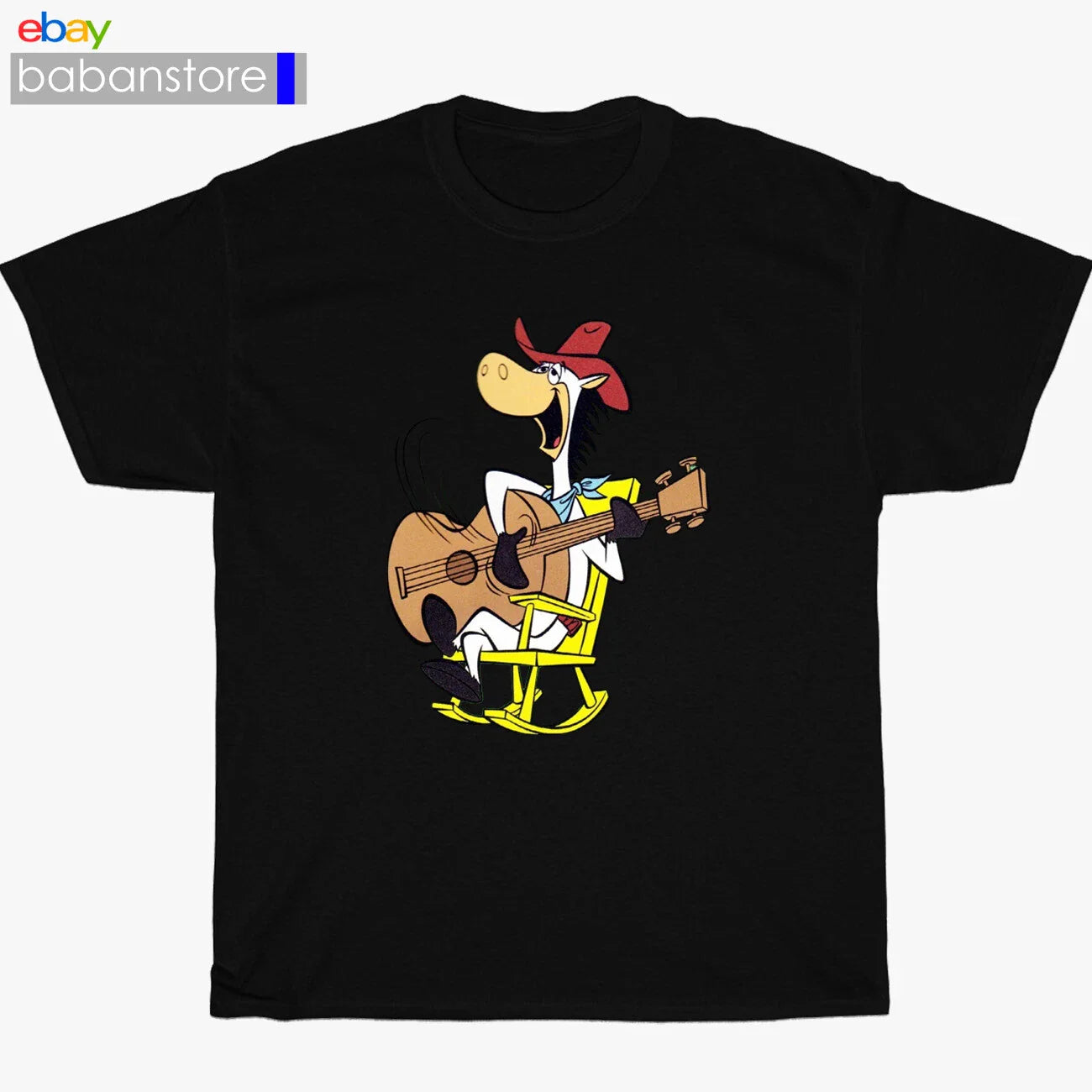 Quick Draw McGraw Hanna Barbera Cartoon Black/White/Grey/Navy T-Shirt Size S-5XL