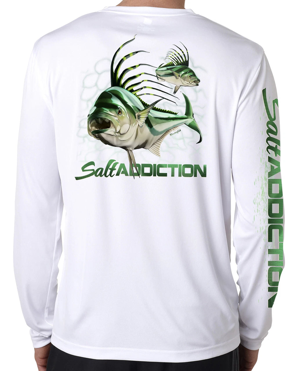 Salt Addiction t shirt life microfiber Roosterfish fishing long sleeve 50+ uv