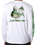 Salt Addiction t shirt life microfiber Roosterfish fishing long sleeve 50+ uv