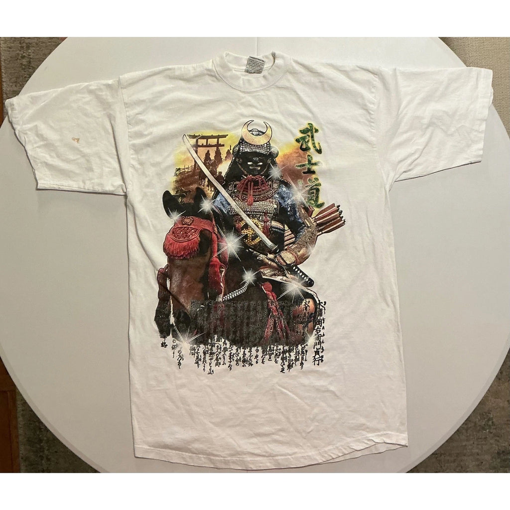 VTG Y2K Samurai Warrior Super Heavy Japan T-Shirt White Mens 3XLT Tall  Pro-Top