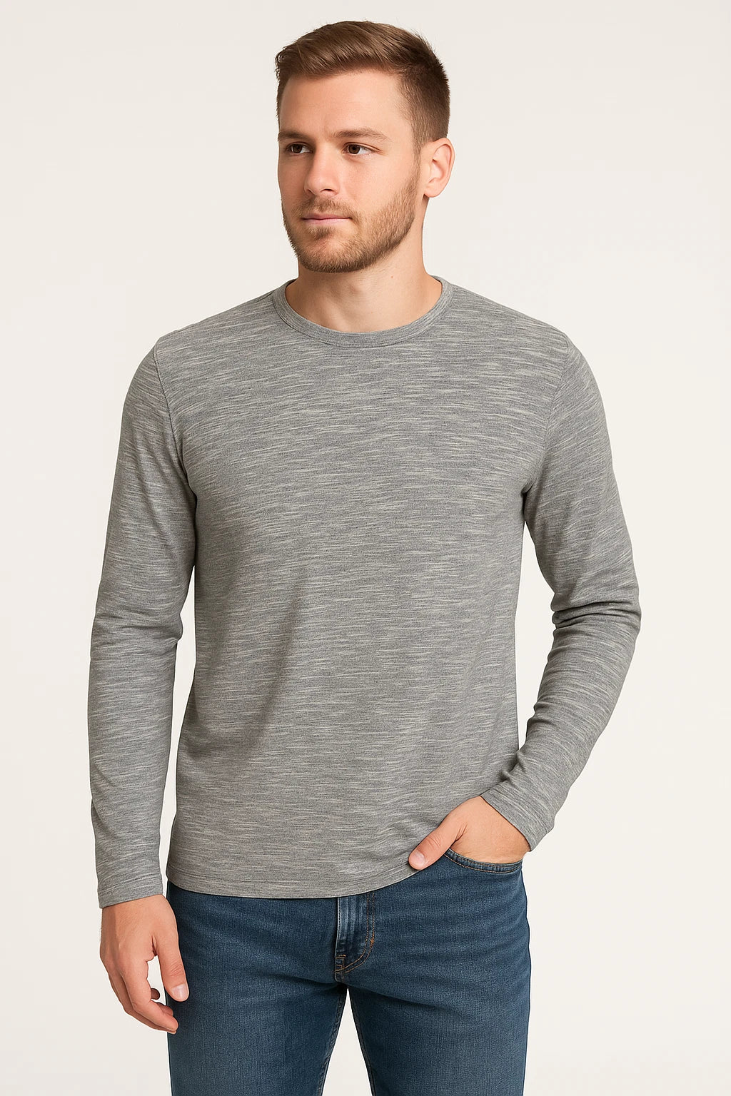 Mark Law Luxury Gray Tee Shirt Size Small Long Sleeve Minimalist Everyday Basic