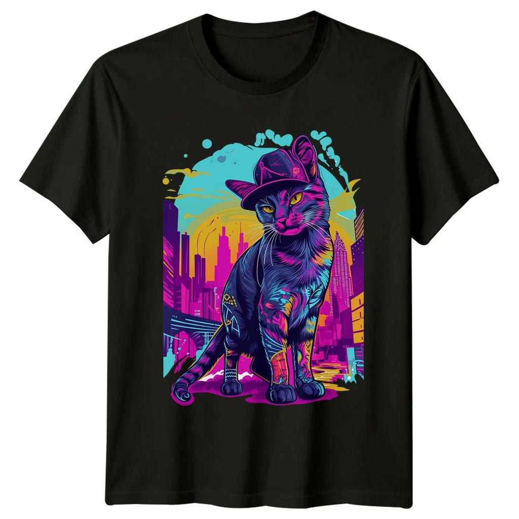Cool Cat Of The Neon T-Shirt Vaporwave Aesthetic Gift For Him And Her